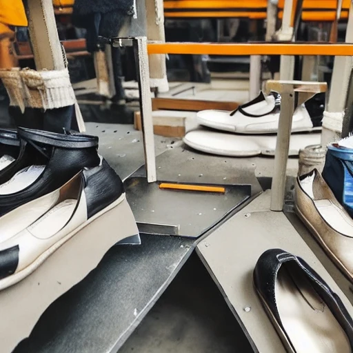 Shoes moving through manufacturing equipment